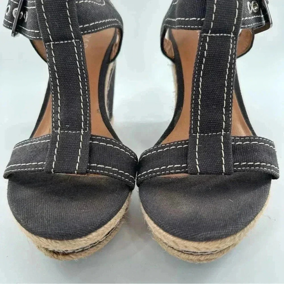 Franco Sarto womens sandals size 6 black canvas platform wedge Espadrilles - Picture 3 of 13